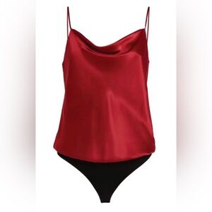 Paige Giovanna red silk bodysuit size XS NWT